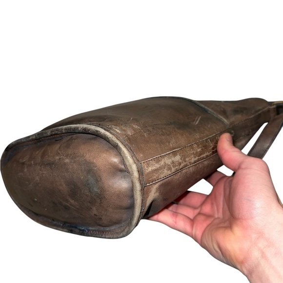 Vintage Coach 70s 80s Navy Bleeker Duffle Sac Zip Up Crossbody Bag Weathered - Picture 4 of 16